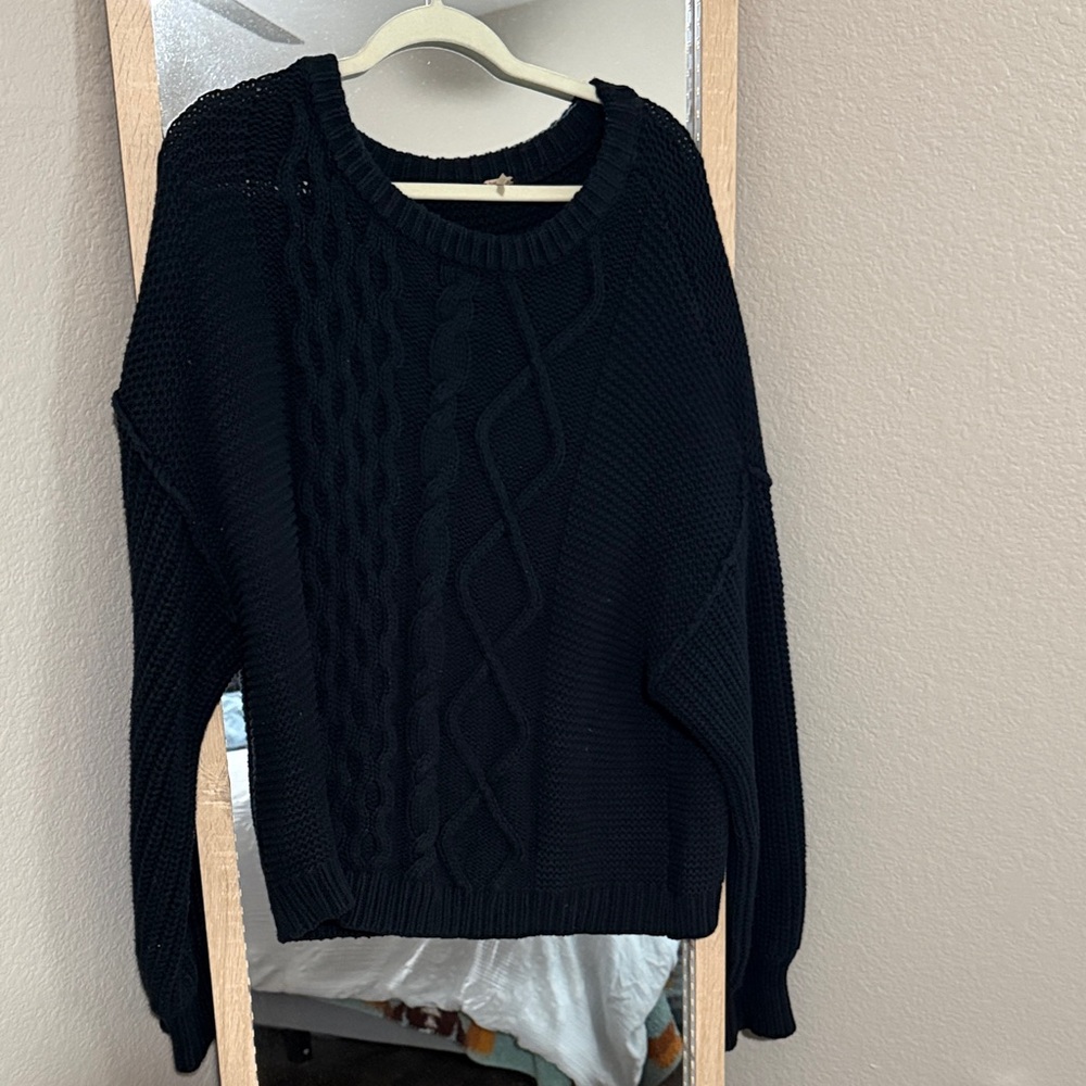 FP Movement by Free People Black Cable Knit Sweater